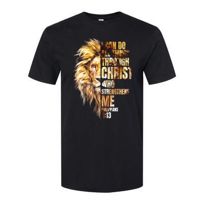 Christian I Can Do All Things Through Christ Lion Faith Softstyle CVC T-Shirt