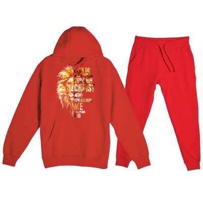 Christian I Can Do All Things Through Christ Lion Faith Premium Hooded Sweatsuit Set