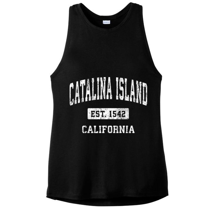 Catalina Island California Ca Vintage Athletic Sports Ladies PosiCharge Tri-Blend Wicking Tank