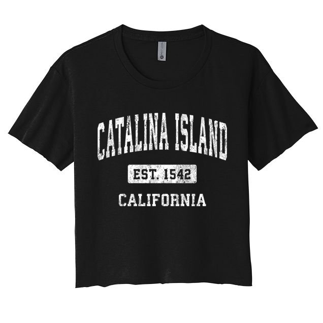 Catalina Island California Ca Vintage Athletic Sports Crop Top