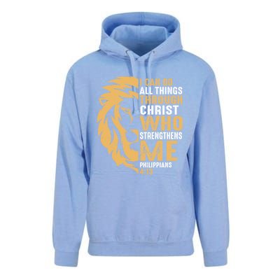 Christian I Can Do All Things Through Christ Lion Faith Unisex Surf Hoodie