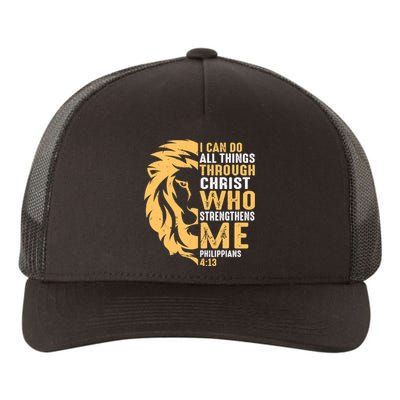 Christian I Can Do All Things Through Christ Lion Faith Yupoong Adult 5-Panel Trucker Hat