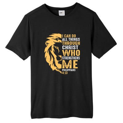 Christian I Can Do All Things Through Christ Lion Faith Tall Fusion ChromaSoft Performance T-Shirt