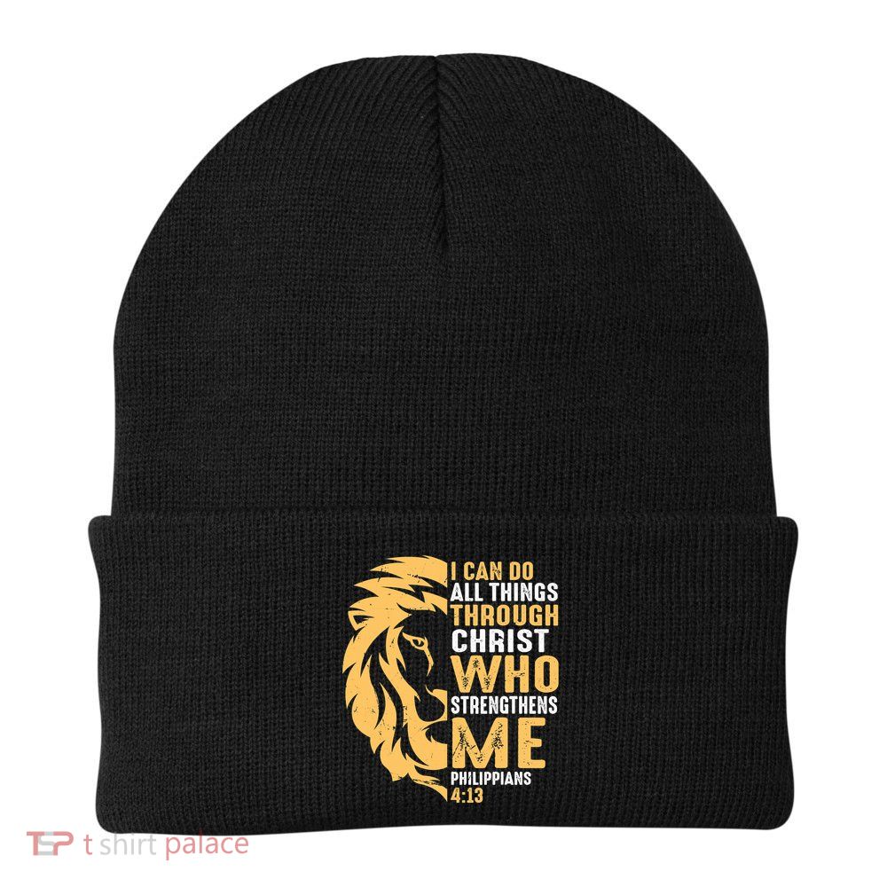 Christian I Can Do All Things Through Christ Lion Faith Beanie