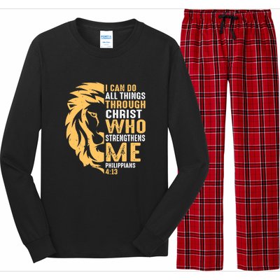 Christian I Can Do All Things Through Christ Lion Faith Long Sleeve Pajama Set