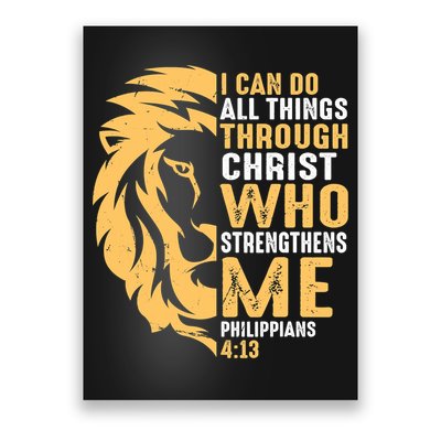Christian I Can Do All Things Through Christ Lion Faith Poster
