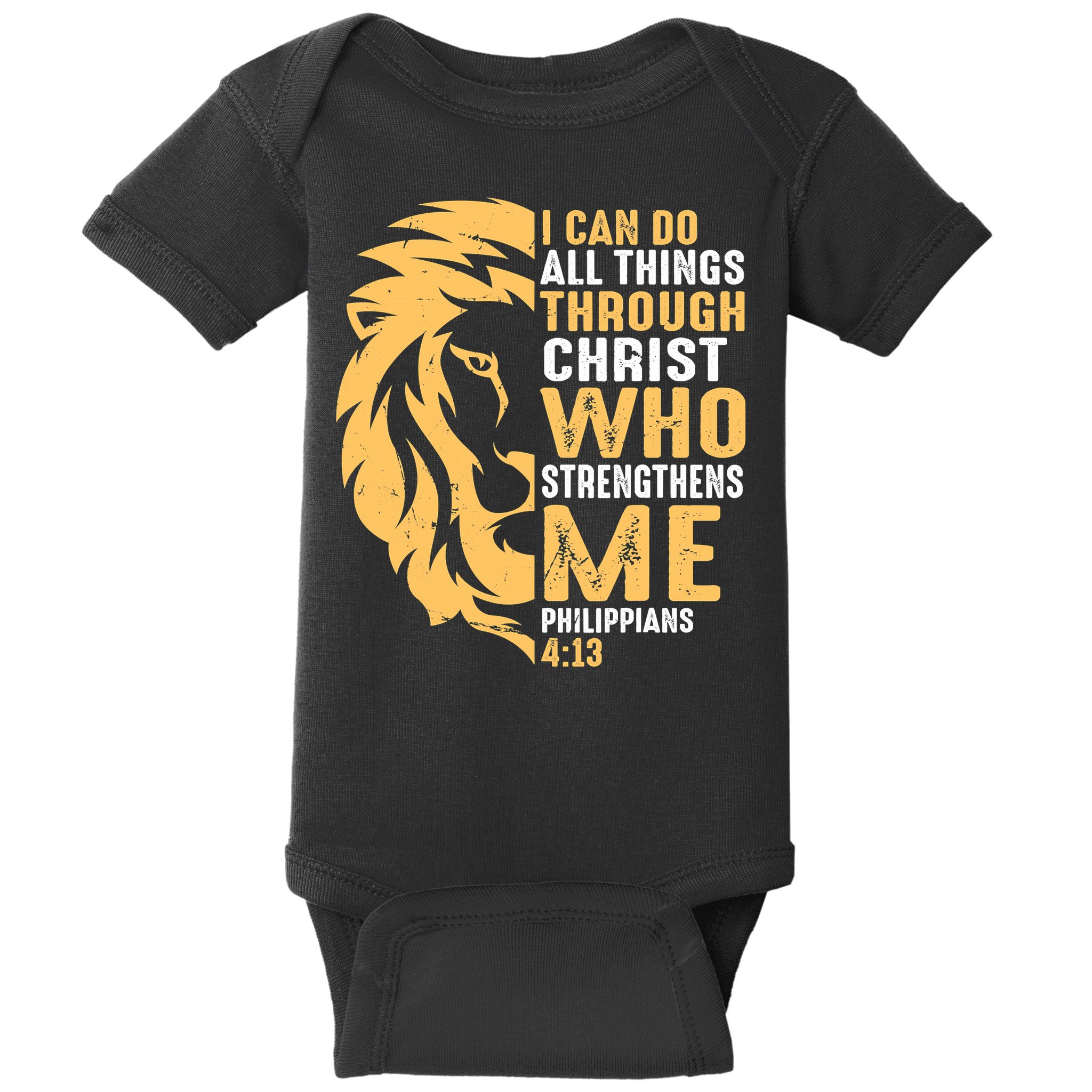 Christian I Can Do All Things Through Christ Lion Faith Baby Bodysuit