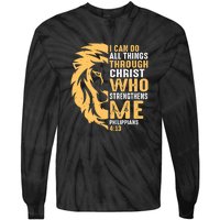 Christian I Can Do All Things Through Christ Lion Faith Tie-Dye Long Sleeve Shirt