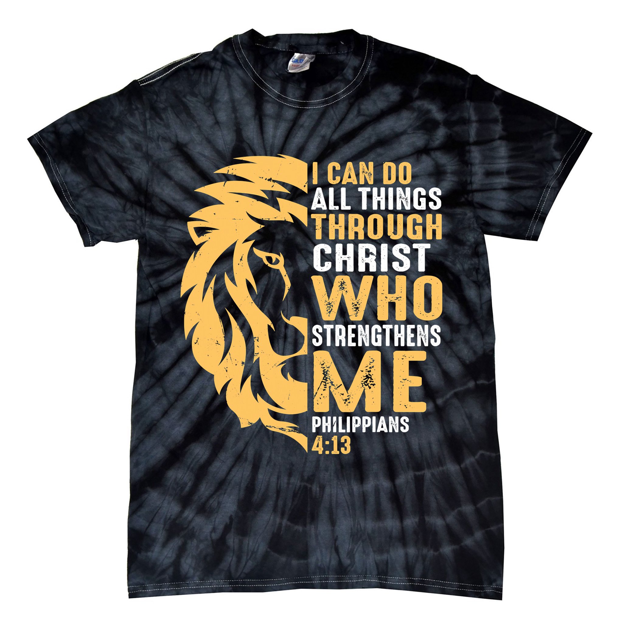Christian I Can Do All Things Through Christ Lion Faith Tie-Dye T-Shirt