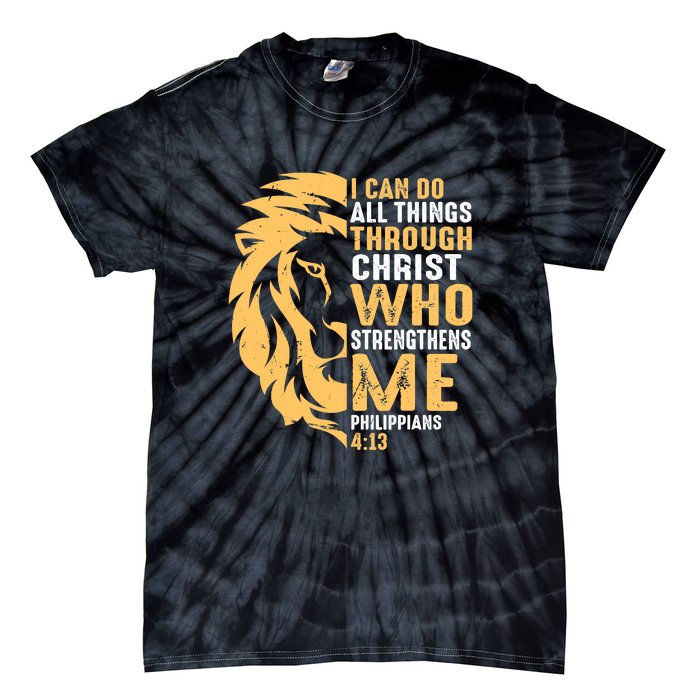 Christian I Can Do All Things Through Christ Lion Faith Tie-Dye T-Shirt