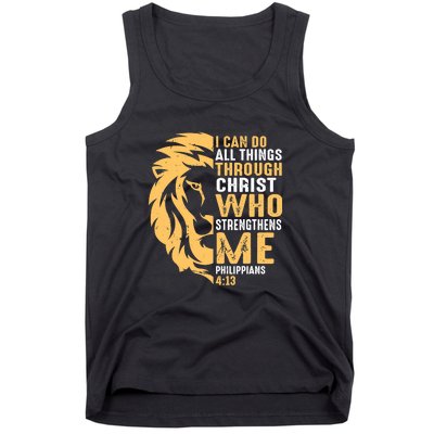 Christian I Can Do All Things Through Christ Lion Faith Tank Top