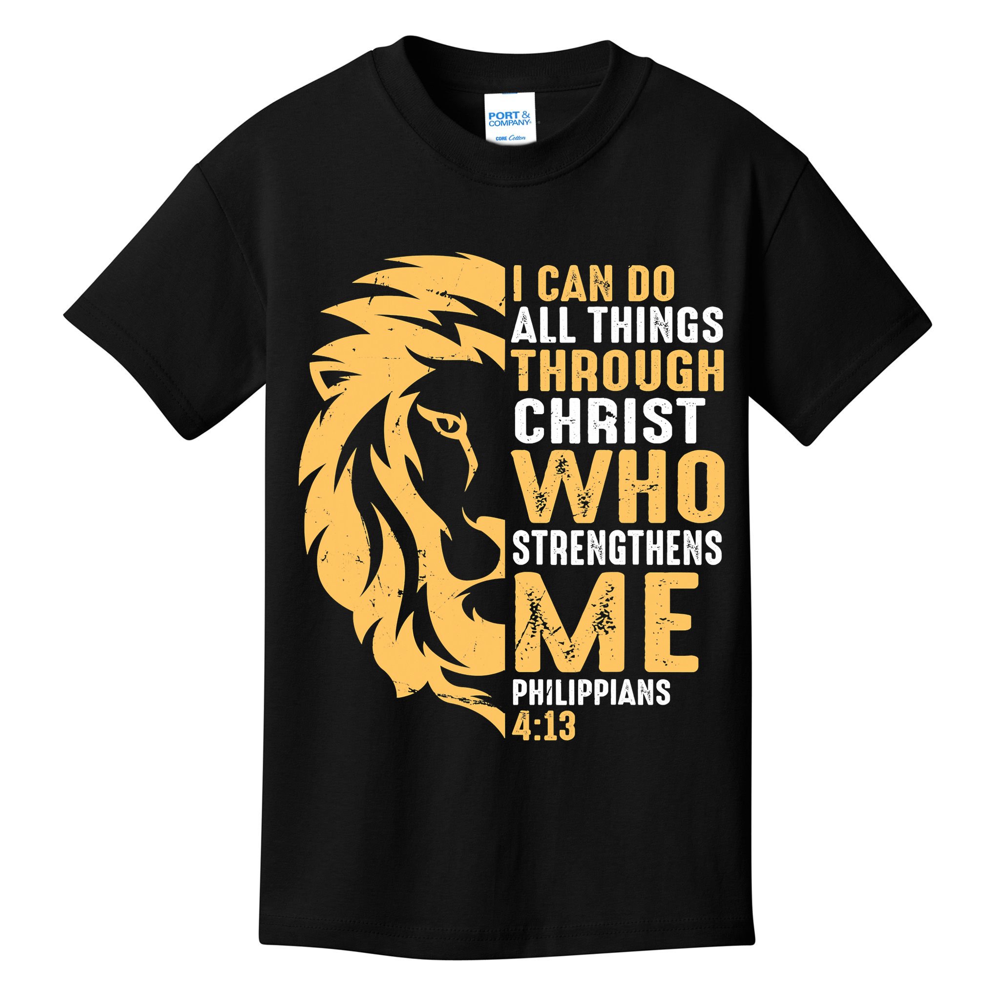 Christian I Can Do All Things Through Christ Lion Faith Kids T-Shirt