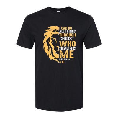 Christian I Can Do All Things Through Christ Lion Faith Softstyle CVC T-Shirt