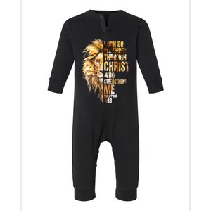 Christian I Can Do All Things Through Christ Lion Faith Infant Fleece One Piece