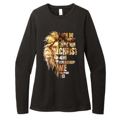 Christian I Can Do All Things Through Christ Lion Faith Womens CVC Long Sleeve Shirt