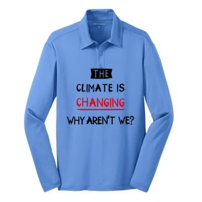 Climate Is Changing Gift Silk Touch Performance Long Sleeve Polo