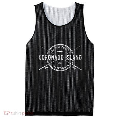 Coronado Island Ca Vintage Crossed Fishing Rods Mesh Reversible Basketball Jersey Tank