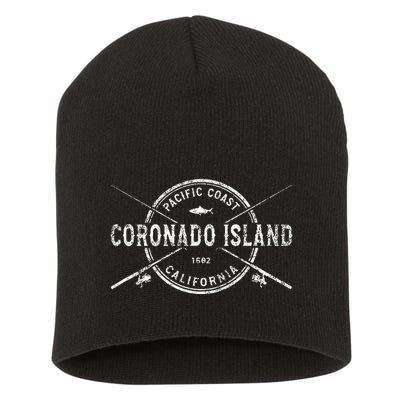 Coronado Island Ca Vintage Crossed Fishing Rods Short Acrylic Beanie