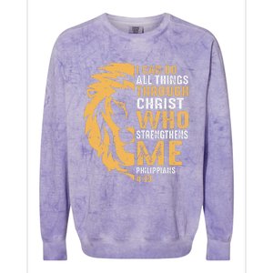 Christian I Can Do All Things Through Christ Lion Faith Colorblast Crewneck Sweatshirt