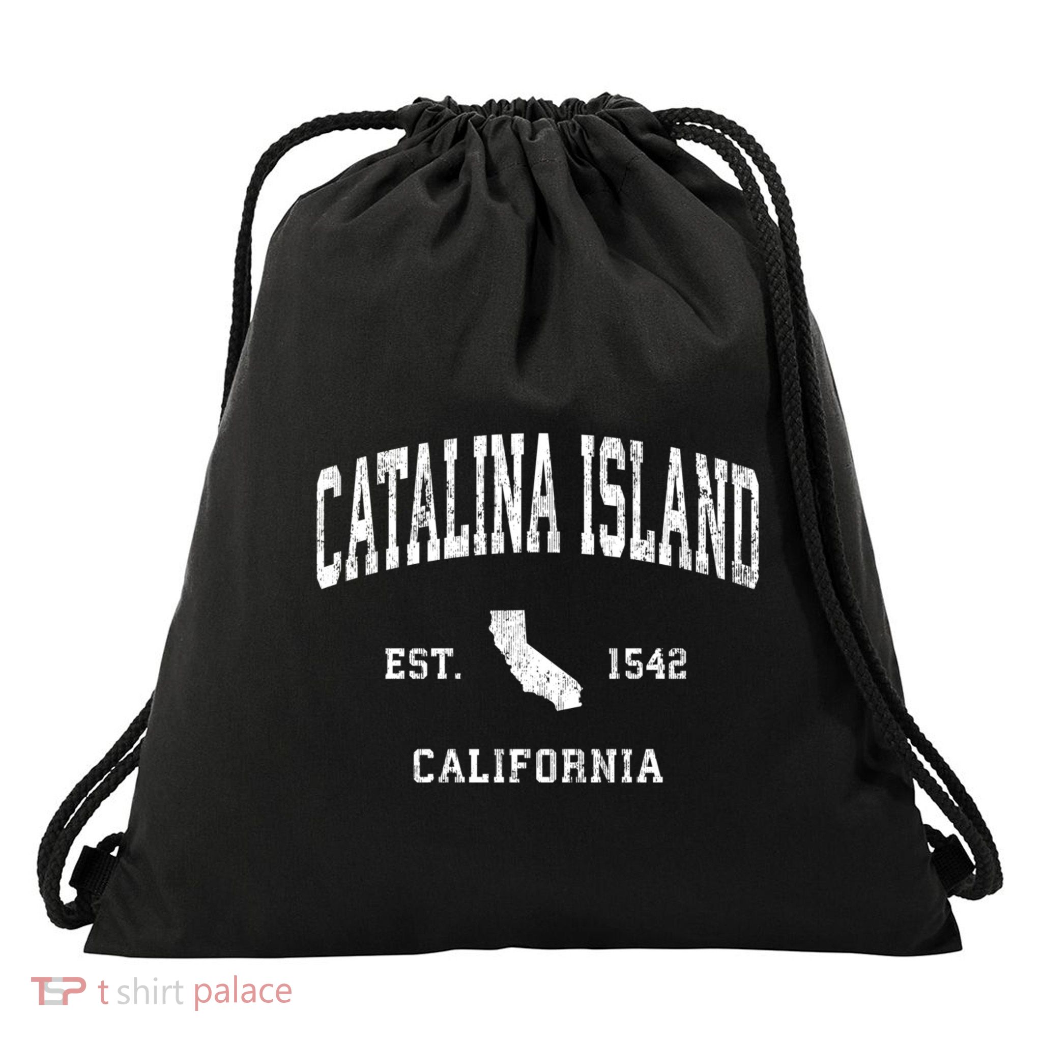 Catalina Island California Ca Vintage Athletic Sports Drawstring Bag