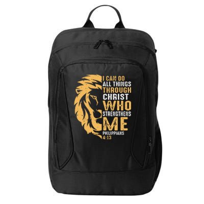 Christian I Can Do All Things Through Christ Lion Faith City Backpack