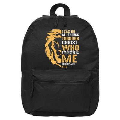 Christian I Can Do All Things Through Christ Lion Faith 16 in Basic Backpack