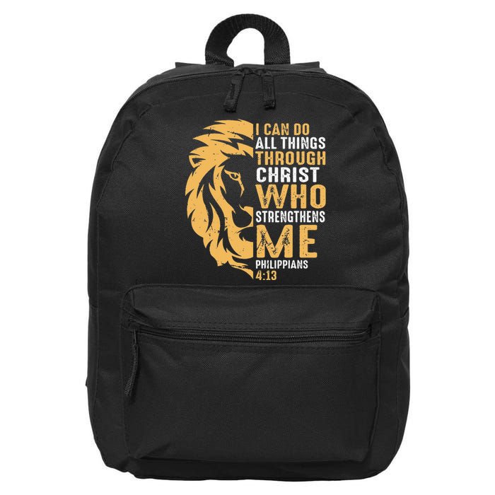 Christian I Can Do All Things Through Christ Lion Faith 16 in Basic Backpack