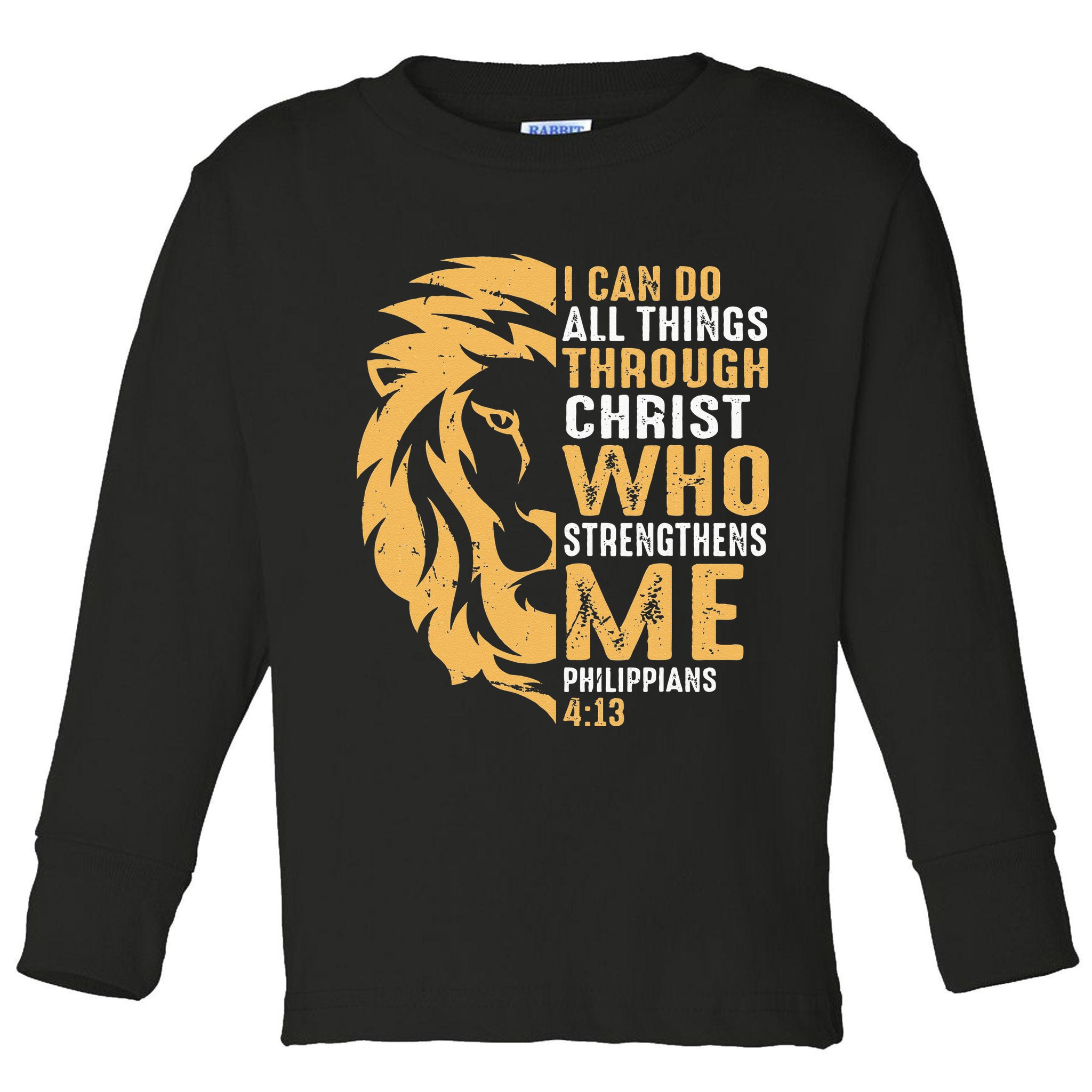 Christian I Can Do All Things Through Christ Lion Faith Toddler Long Sleeve Shirt
