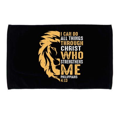 Christian I Can Do All Things Through Christ Lion Faith Microfiber Hand Towel
