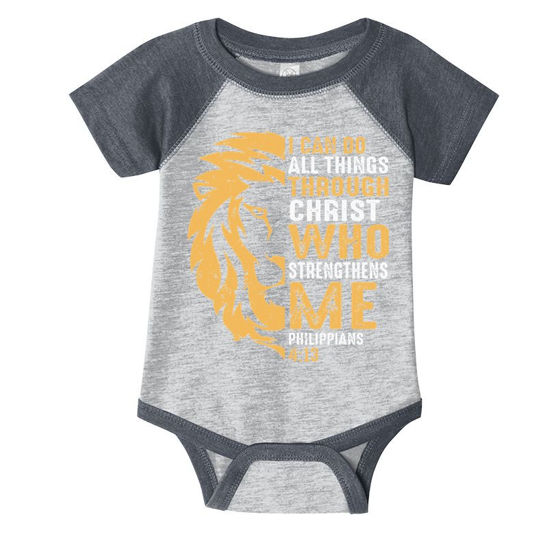 Christian I Can Do All Things Through Christ Lion Faith Infant Baby Jersey Bodysuit
