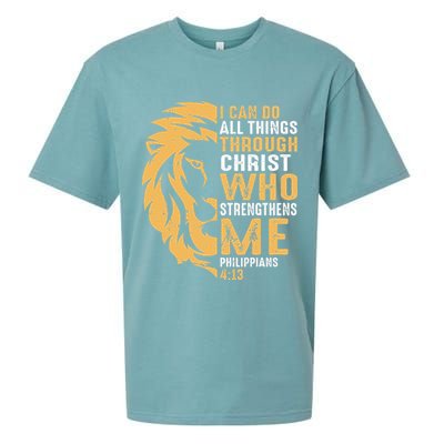 Christian I Can Do All Things Through Christ Lion Faith Sueded Cloud Jersey T-Shirt