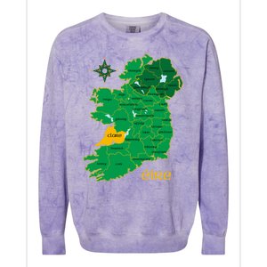 Clare Ireland County Map Eire Irish Travel Funny Gift Colorblast Crewneck Sweatshirt