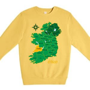 Clare Ireland County Map Eire Irish Travel Funny Gift Premium Crewneck Sweatshirt