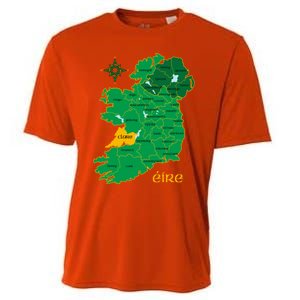 Clare Ireland County Map Eire Irish Travel Funny Gift Cooling Performance Crew T-Shirt