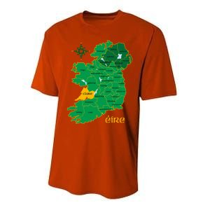 Clare Ireland County Map Eire Irish Travel Funny Gift Performance Sprint T-Shirt