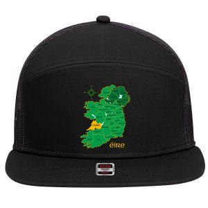 Clare Ireland County Map Eire Irish Travel Funny Gift 7 Panel Mesh Trucker Snapback Hat