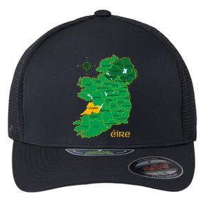 Clare Ireland County Map Eire Irish Travel Funny Gift Flexfit Unipanel Trucker Cap