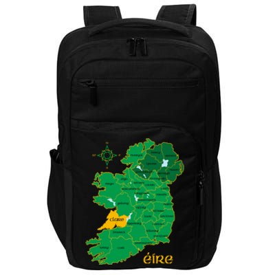 Clare Ireland County Map Eire Irish Travel Funny Gift Impact Tech Backpack