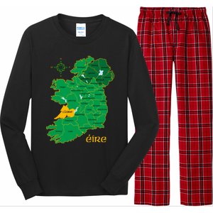 Clare Ireland County Map Eire Irish Travel Funny Gift Long Sleeve Pajama Set