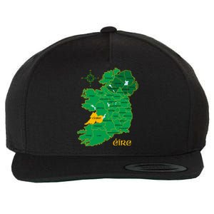 Clare Ireland County Map Eire Irish Travel Funny Gift Wool Snapback Cap