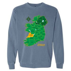 Clare Ireland County Map Eire Irish Travel Funny Gift Garment-Dyed Sweatshirt