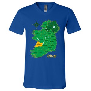 Clare Ireland County Map Eire Irish Travel Funny Gift V-Neck T-Shirt