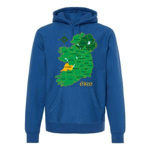 Clare Ireland County Map Eire Irish Travel Funny Gift Premium Hoodie