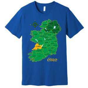 Clare Ireland County Map Eire Irish Travel Funny Gift Premium T-Shirt