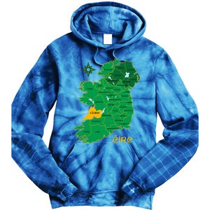 Clare Ireland County Map Eire Irish Travel Funny Gift Tie Dye Hoodie