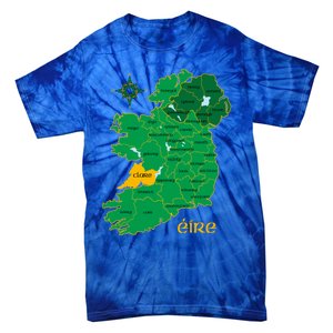 Clare Ireland County Map Eire Irish Travel Funny Gift Tie-Dye T-Shirt