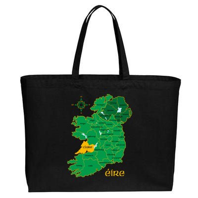 Clare Ireland County Map Eire Irish Travel Funny Gift Cotton Canvas Jumbo Tote