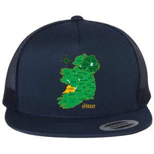 Clare Ireland County Map Eire Irish Travel Funny Gift Flat Bill Trucker Hat