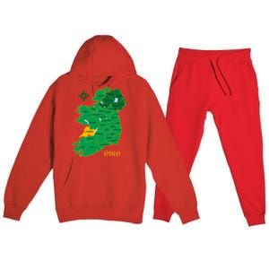 Clare Ireland County Map Eire Irish Travel Funny Gift Premium Hooded Sweatsuit Set