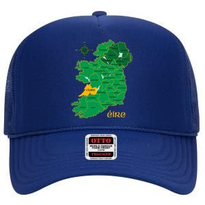 Clare Ireland County Map Eire Irish Travel Funny Gift High Crown Mesh Back Trucker Hat